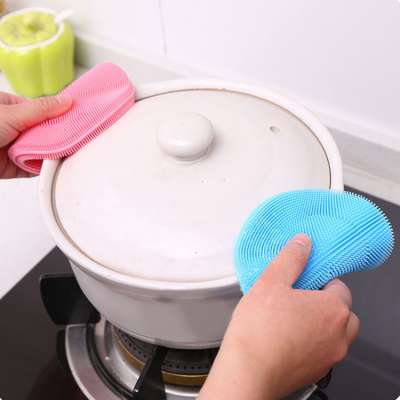 Fruit Vegetable Multi-purpose Food Grade Silicone Dish washing Brush Antibacterial Kitchen Cleaning Pad